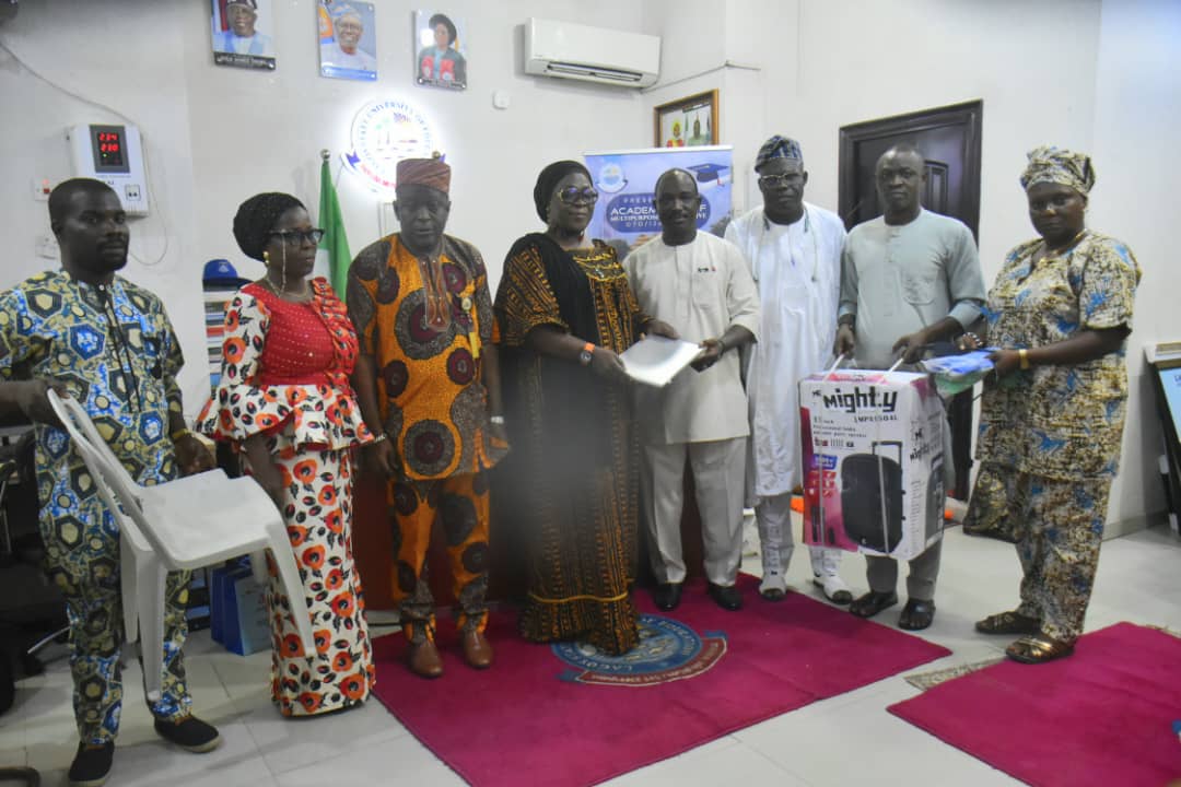 AOCOED National Alumni Association Visits LASUED Management, Donates Items to Support Academic and Non-Academic Activities
